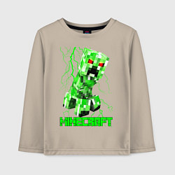 Лонгслив хлопковый детский MINECRAFT CREEPER, цвет: миндальный