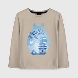 Лонгслив хлопковый детский Тоторо Миядзаки, цвет: миндальный