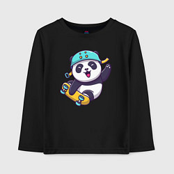 Лонгслив хлопковый детский Панда скейтер, цвет: черный