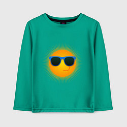 Лонгслив хлопковый детский Солнышко в очках, цвет: зеленый