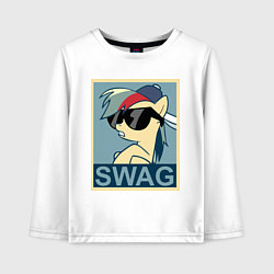 Лонгслив хлопковый детский Rainbow Dash swag, цвет: белый
