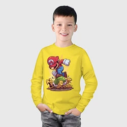 Лонгслив хлопковый детский Марио, цвет: желтый — фото 2