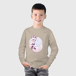Лонгслив хлопковый детский Мистический лисёнок, цвет: миндальный — фото 2