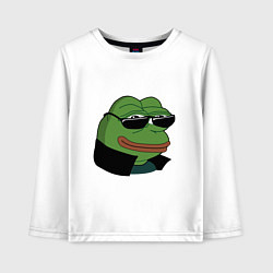 Лонгслив хлопковый детский Pepe в очках EZ, цвет: белый