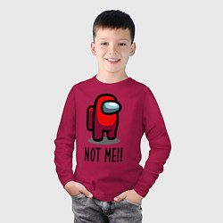 Лонгслив хлопковый детский Among Us, Not Me!, цвет: маджента — фото 2