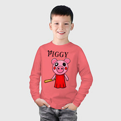 Лонгслив хлопковый детский ROBLOX PIGGY, цвет: коралловый — фото 2