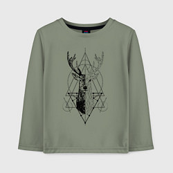 Лонгслив хлопковый детский Polygonal deer, цвет: авокадо