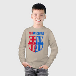 Лонгслив хлопковый детский Barcelona FC, цвет: миндальный — фото 2