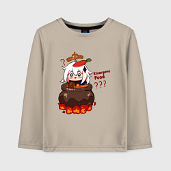 Лонгслив хлопковый детский Genshin Impact Paimon food, цвет: миндальный