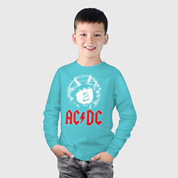 Лонгслив хлопковый детский ACDC, цвет: бирюзовый — фото 2