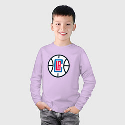 Лонгслив хлопковый детский Los Angeles Clippers, цвет: лаванда — фото 2