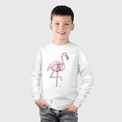 Лонгслив хлопковый детский Узорчатый фламинго, цвет: белый — фото 2
