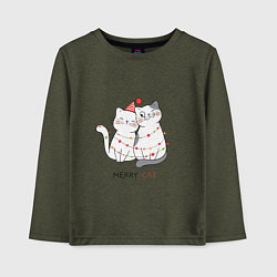 Лонгслив хлопковый детский Merry Cat, цвет: меланж-хаки
