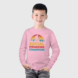 Лонгслив хлопковый детский Чемпион соц-дистанции, цвет: светло-розовый — фото 2