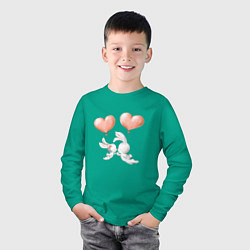 Лонгслив хлопковый детский Пара влюбленных зайчиков, цвет: зеленый — фото 2