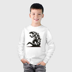 Лонгслив хлопковый детский Годзилла, цвет: белый — фото 2