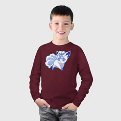 Лонгслив хлопковый детский Снежный покемон, цвет: меланж-бордовый — фото 2