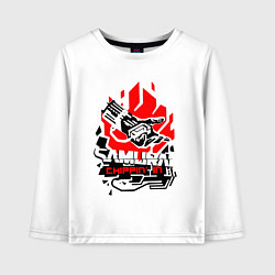 Лонгслив хлопковый детский CYBERPUNK 2077 SAMURAI, цвет: белый