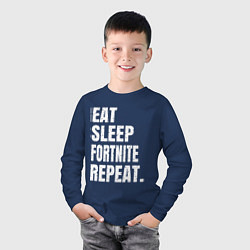 Лонгслив хлопковый детский EAT SLEEP FORTNITE REPEAT, цвет: тёмно-синий — фото 2