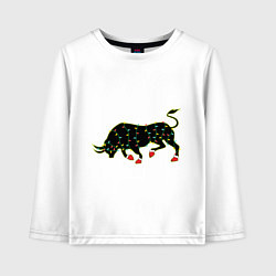 Лонгслив хлопковый детский Bull silhouette and garland, цвет: белый