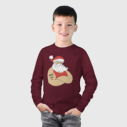 Лонгслив хлопковый детский Santa Claus, цвет: меланж-бордовый — фото 2