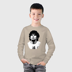 Лонгслив хлопковый детский Диего Марадона, цвет: миндальный — фото 2