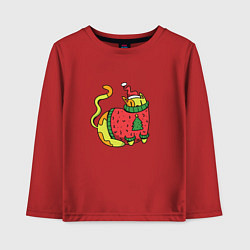Лонгслив хлопковый детский Котик в свитере, цвет: красный