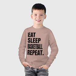 Лонгслив хлопковый детский EAT SLEEP BASKETBALL REPEAT, цвет: пыльно-розовый — фото 2