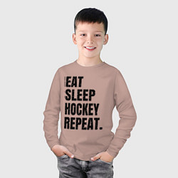 Лонгслив хлопковый детский EAT SLEEP HOCKEY REPEAT, цвет: пыльно-розовый — фото 2