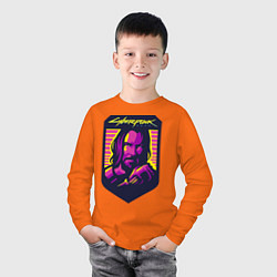 Лонгслив хлопковый детский Киану, цвет: оранжевый — фото 2