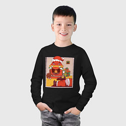 Лонгслив хлопковый детский Пьяный Санта, цвет: черный — фото 2