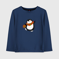 Лонгслив хлопковый детский ПИНГВИНЁНОК парная, цвет: тёмно-синий