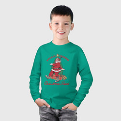 Лонгслив хлопковый детский Rockin Santa, цвет: зеленый — фото 2
