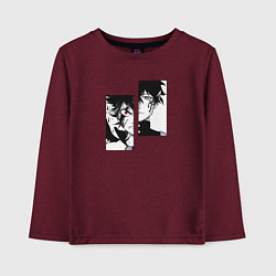Лонгслив хлопковый детский Черный клевер, цвет: меланж-бордовый