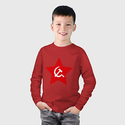 Лонгслив хлопковый детский Звезда с серпом и молотом, цвет: красный — фото 2