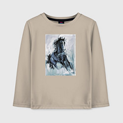 Лонгслив хлопковый детский Лошадь арт, цвет: миндальный