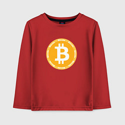 Лонгслив хлопковый детский Bitcoin Биткоин, цвет: красный
