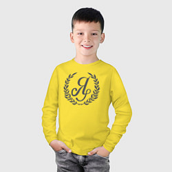 Лонгслив хлопковый детский Монограмма с буквой Я, цвет: желтый — фото 2