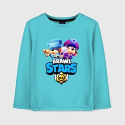 Лонгслив хлопковый детский Генерал Гавс - Brawl Stars, цвет: бирюзовый