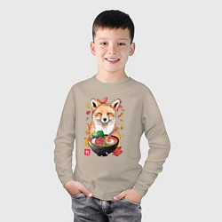 Лонгслив хлопковый детский Лиса, цвет: миндальный — фото 2