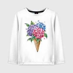 Лонгслив хлопковый детский Букет цветов в рожке, цвет: белый