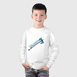 Лонгслив хлопковый детский Valheim светлое лого с секирой, цвет: белый — фото 2