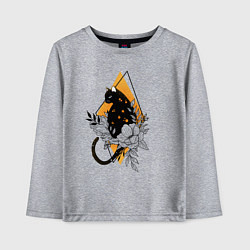 Лонгслив хлопковый детский Cat in flowers, цвет: меланж