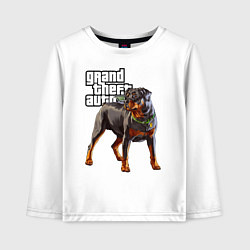 Лонгслив хлопковый детский ЧОП - ротвейлер из GTA 5, цвет: белый