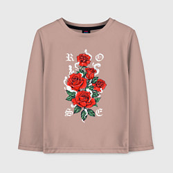 Лонгслив хлопковый детский РОЗЫ ROSES SMOKE, цвет: пыльно-розовый