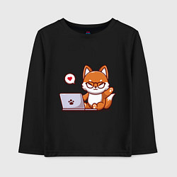 Детский лонгслив Cute fox and laptop