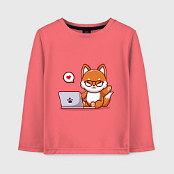 Детский лонгслив Cute fox and laptop