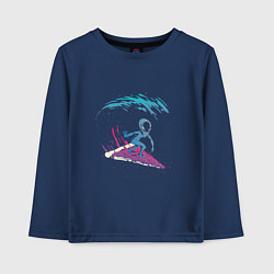 Лонгслив хлопковый детский Инопланетный серфинг на пицце, цвет: тёмно-синий