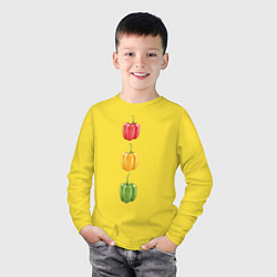 Лонгслив хлопковый детский Перцы, цвет: желтый — фото 2