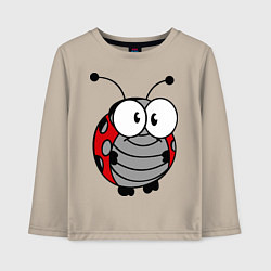 Лонгслив хлопковый детский Удивленная божья коровка, цвет: миндальный